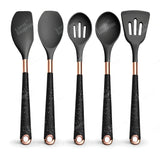 Silicone Kitchen Utensils Set - Heat Resistant, Non-stick, Rose Gold Plated Handles - Julia M LifeStyles