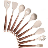 Silicone Kitchen Utensils Set - Heat Resistant, Non-stick, Rose Gold Plated Handles - Julia M LifeStyles