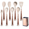 Silicone Kitchen Utensils Set - Heat Resistant, Non-stick, Rose Gold Plated Handles - Julia M LifeStyles