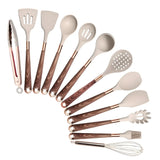 Silicone Kitchen Utensils Set - Heat Resistant, Non - stick, Rose Gold Plated Handles - Julia M LifeStyles