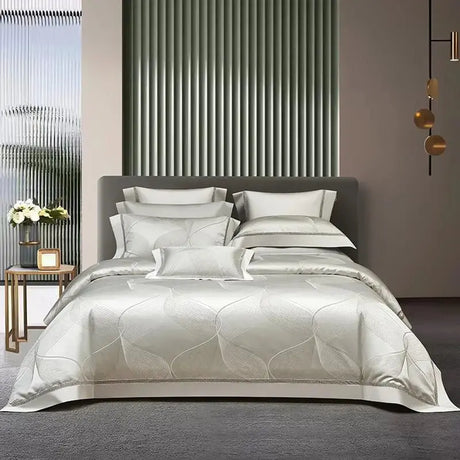 Silk-Like Satin 7-Piece Duvet Cover Set with Double Stitching & Pillowcases - Julia M LifeStyles