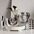 Silver plating Ceramic Vase Nordic home decoration Flower shape Vases for flowers Living room TV cabinet table decor florero - Julia M LifeStyles
