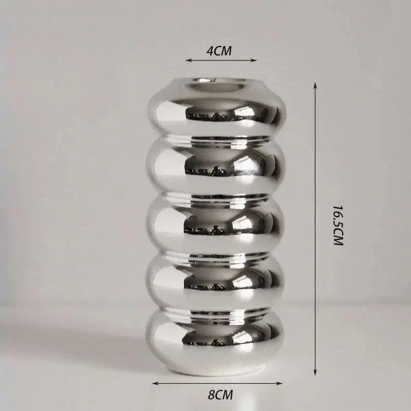 Silver plating Ceramic Vase Nordic home decoration Flower shape Vases for flowers Living room TV cabinet table decor florero - Julia M LifeStyles