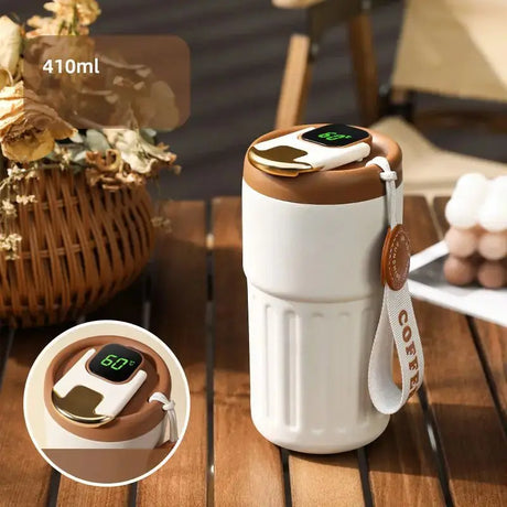 Smart LED Temperature Display Stainless Steel Coffee Cup 🌡️  Julia M Home & Kitchen White Coffee  