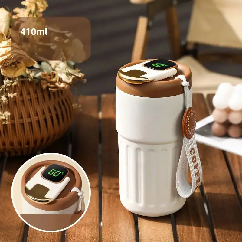 Smart LED Temperature Display Stainless Steel Coffee Cup 🌡️  Julia M Home & Kitchen White Coffee  