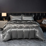 Soft 100% Imitate Silk Satin Duver Cover Sheet Pillow shams Multiple Colors Twin Double (1Duvet Cover+1FlatSheet+2Pillowcases) Julia M LifeStyles