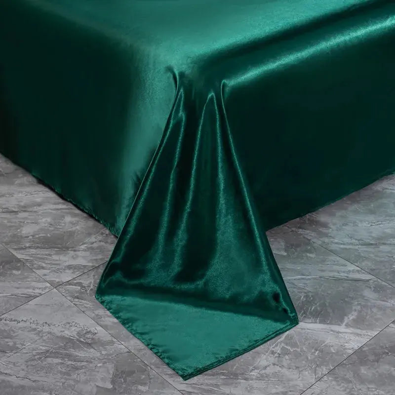 Soft 100% Imitate Silk Satin Duver Cover Sheet Pillow shams Multiple Colors Twin Double (1Duvet Cover+1FlatSheet+2Pillowcases) Julia M LifeStyles