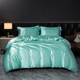 Soft 100% Imitate Silk Satin Duver Cover Sheet Pillow shams Multiple Colors Twin Double (1Duvet Cover+1FlatSheet+2Pillowcases) Julia M LifeStyles