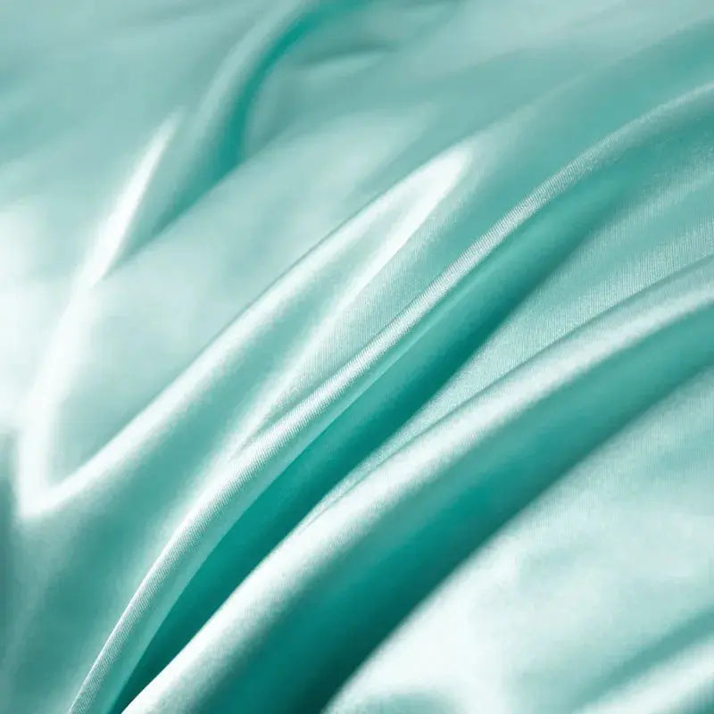 Soft 100% Imitate Silk Satin Duver Cover Sheet Pillow shams Multiple Colors Twin Double (1Duvet Cover+1FlatSheet+2Pillowcases) Julia M LifeStyles