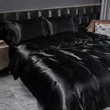 Soft 100% Imitate Silk Satin Duver Cover Sheet Pillow shams Multiple Colors Twin Double (1Duvet Cover+1FlatSheet+2Pillowcases) Julia M LifeStyles