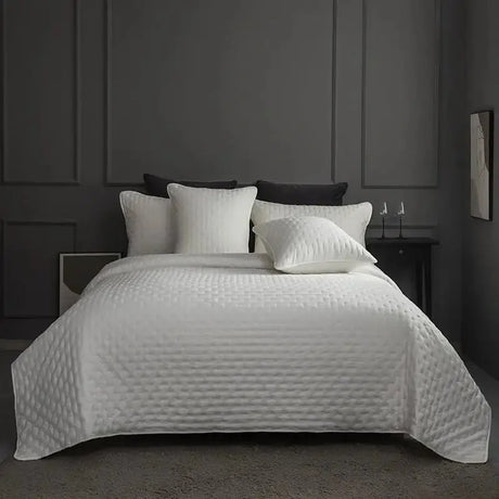 Stitch Taupe Reversible Quilt Set with Pillow Shams - Ultra Soft Microfiber - Julia M LifeStyles