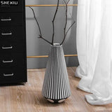 Striped Monochrome Ceramic Flower Vase - Julia M LifeStyles
