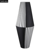 Striped Monochrome Ceramic Flower Vase - Julia M LifeStyles