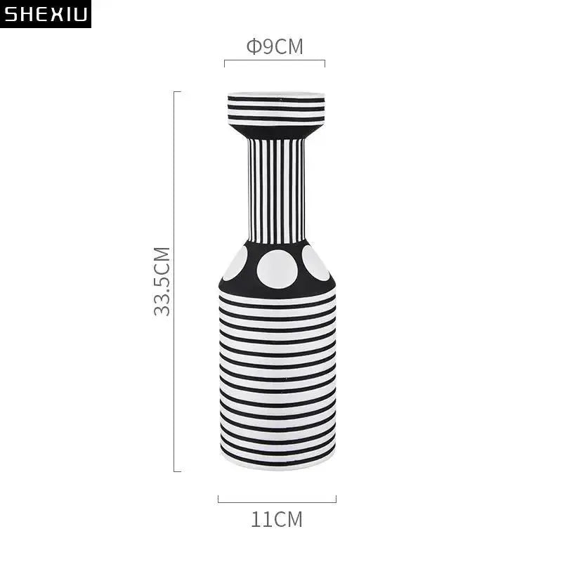 Striped Monochrome Ceramic Flower Vase - Julia M LifeStyles