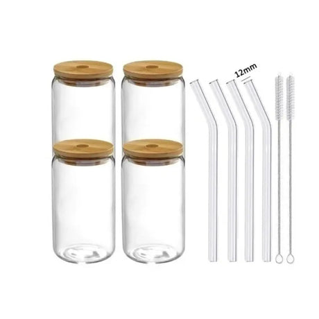 Julia M LifeStyles Glass Bubble Tea Cup Set - 4 Stylish Cups with Lids & Straws - Julia M LifeStyles