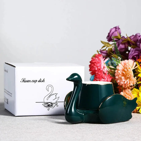 Swan Luxury Porcelain Coffee Cup and Saucer Set - 110ml - Julia M LifeStyles