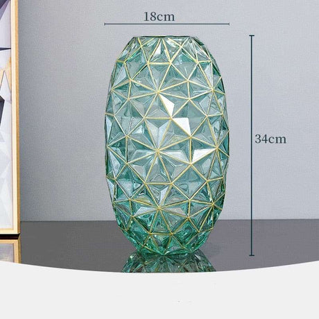 Transparent Glass Vase Gold Craft Trace Transparent Glass Vase Gold Craft Trace 3256803078543654-A Vases 96