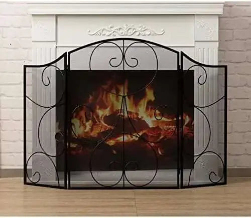 Vintage-Black Heavy Duty Fireplace Screen - Julia M LifeStyles