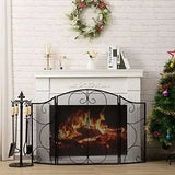 Vintage-Black Heavy Duty Fireplace Screen - Julia M LifeStyles
