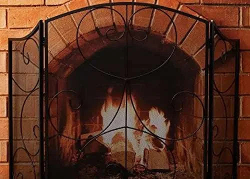 Vintage-Black Heavy Duty Fireplace Screen - Julia M LifeStyles
