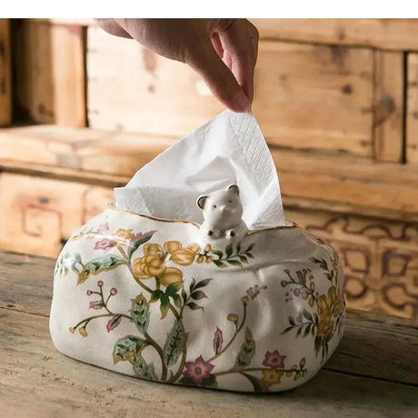 Vintage Ceramic Tissue Box Creative Bear Decorative Dinner Tissue Box Dining Table Removable Tissue Boxes Household Items - Julia M LifeStyles