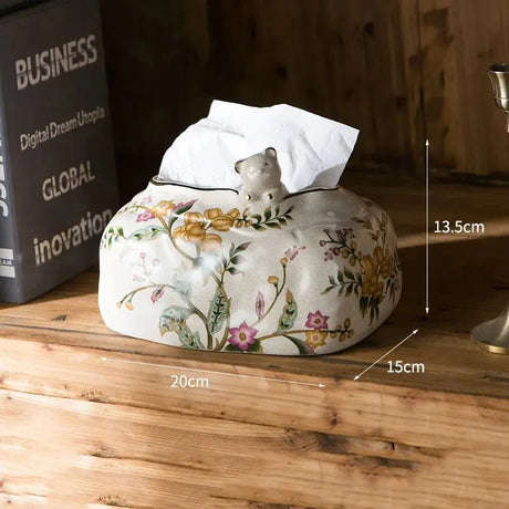 Vintage Ceramic Tissue Box Creative Bear Decorative Dinner Tissue Box Dining Table Removable Tissue Boxes Household Items - Julia M LifeStyles