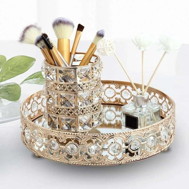 Vintage Hollow-carved Glass Mirror Tray - Keep Your Sundries Organized in Style - Elevate Any Setting - Julia M LifeStyles