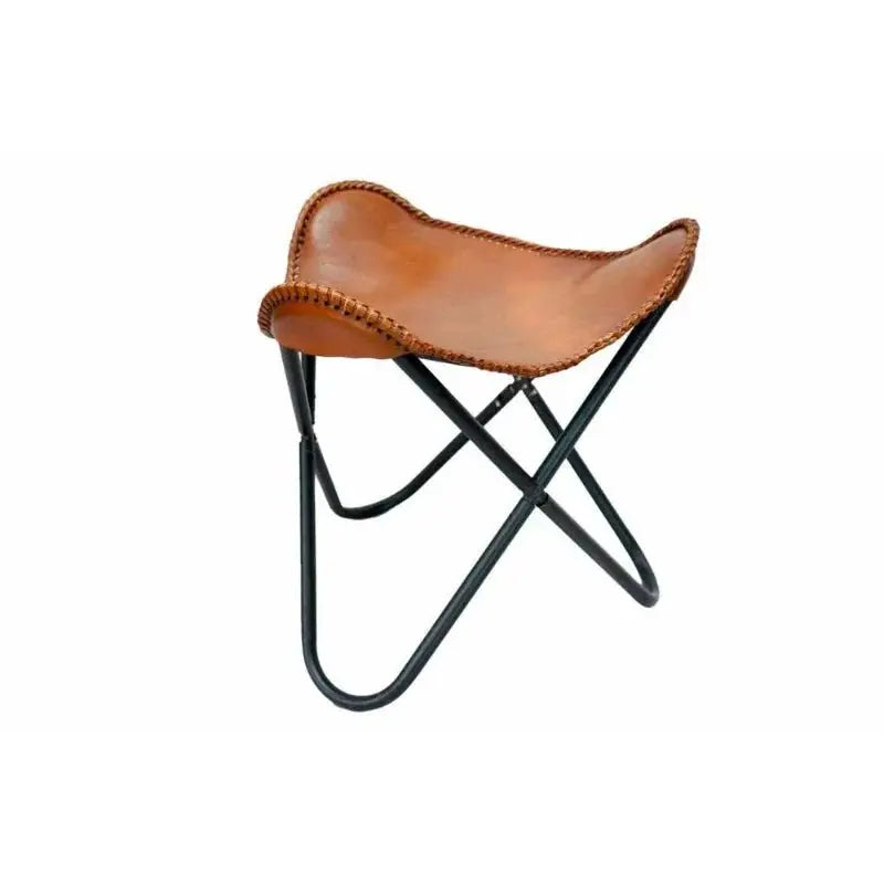 Vintage Leather Butterfly Folding Stool - Julia M LifeStyles
