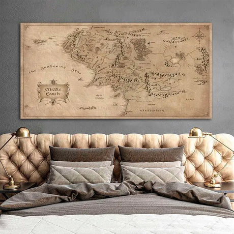 Vintage Middle-earth Map Canvas Painting 🗺️ - Julia M LifeStyles