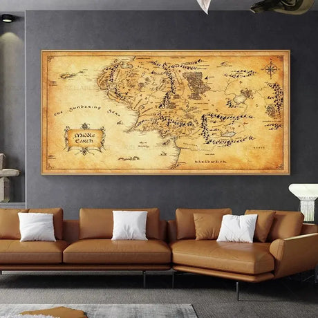 Vintage Middle-earth Map Canvas Painting 🗺️ - Julia M LifeStyles