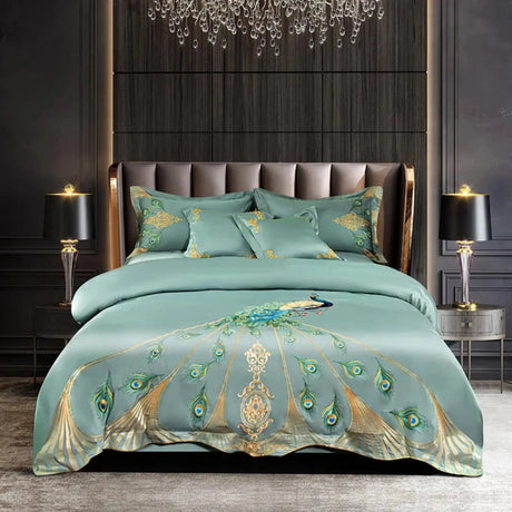 Vintage Peacock Embroidery 800TC Egyptian Cotton Comforter Cover Set - Julia M LifeStyles