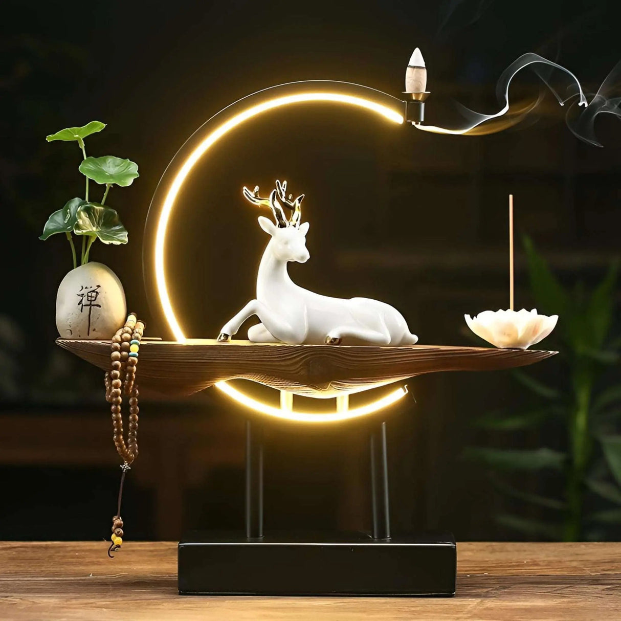 White Porcelain Deer USB Plug-In Light Ring - Julia M LifeStyles