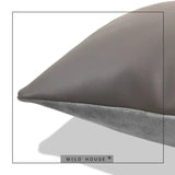Wild House Modern Light Luxury Gray Leather Stitching Pillow Metal Buckle Decorative Cushions Sofa Cushion Sets - Julia M LifeStyles