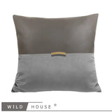 Wild House Modern Light Luxury Gray Leather Stitching Pillow Metal Buckle Decorative Cushions Sofa Cushion Sets - Julia M LifeStyles