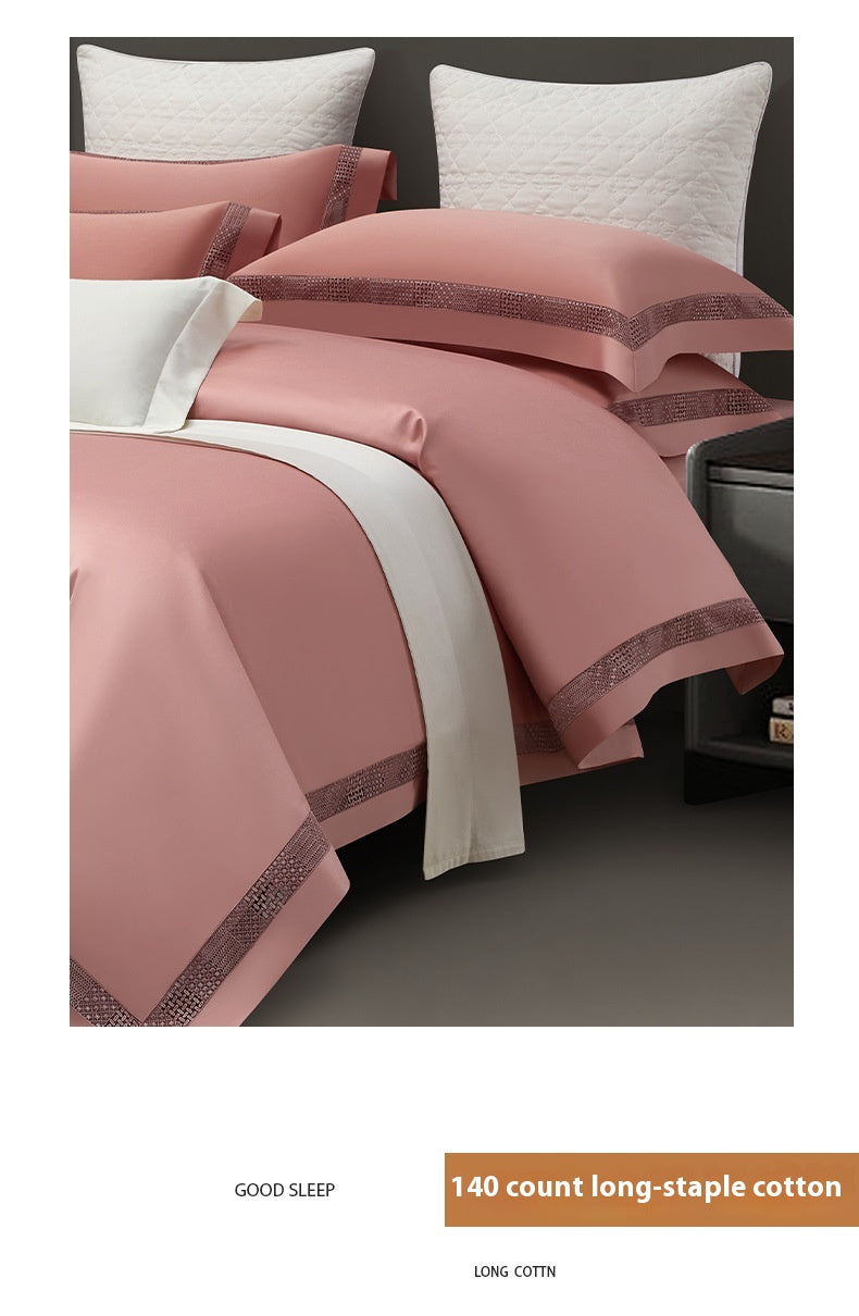 Long-staple Cotton Four-piece Set Hollow Lace Bedding