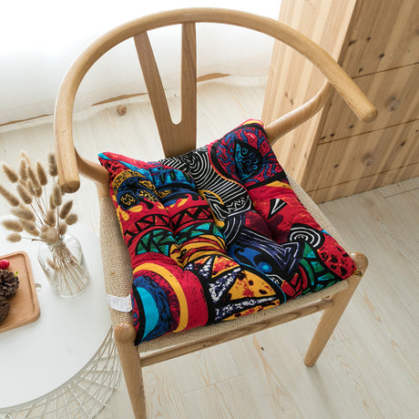 Dark Retro Southeast Asian Cotton Linen Luxurious Chair Cushion