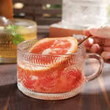 Vintage 14 Oz Embossed Glass Coffee and Tea Mugs
