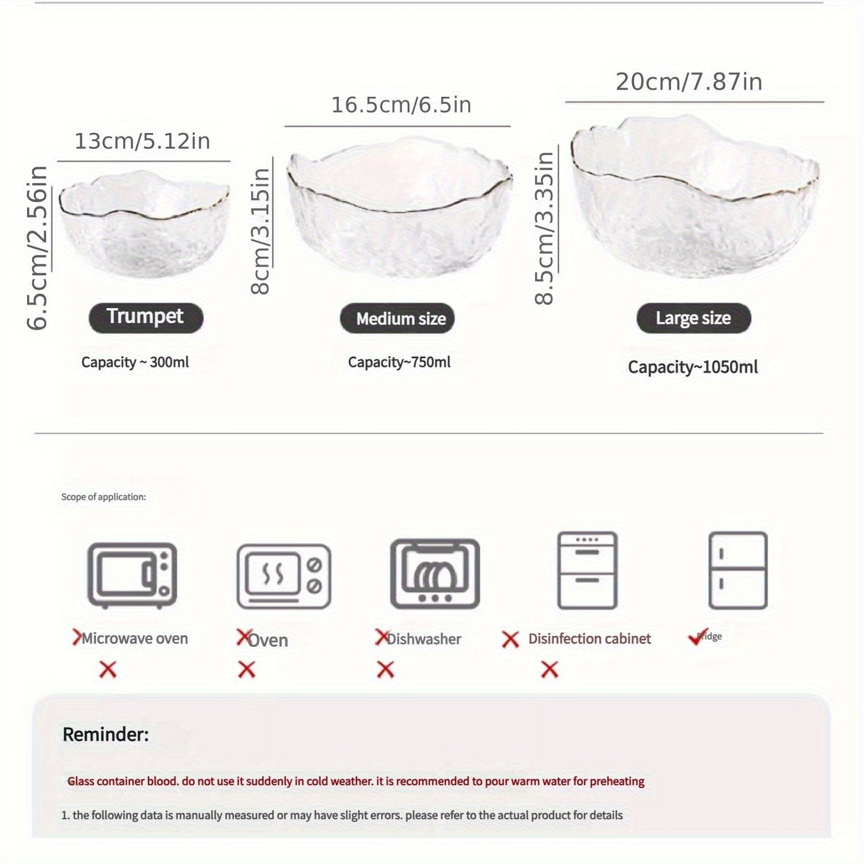 [Glass Mixing Bowls] Glass Mixing Bowls, Glass Serving Bowls, Clear Glass Bowls, Salad Bowl Set, Large Medium SmallThree-piece Glass Bowl Set, Glass Tableware, for Cereals, Desserts, Fruits, Oatmeal, Ice Cream, for Home Kitch Julia M LifeStyles