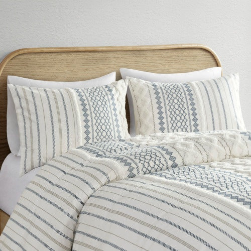 Imani Full/Queen Cotton Printed Duvet Cover Set With Chenille