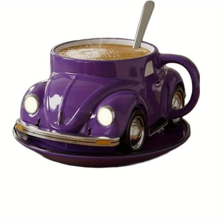 [Vintage Racing Car Mug] Vintage Red Racing Car Mug - Large Capacity Glass Coffee Cup with Front Windshield Design, Automotive Decor Cup for Home, Office, Cafe - Gift for Car Lovers (Sturdy Drinkware, Unique, Novelty) Julia M LifeStyles