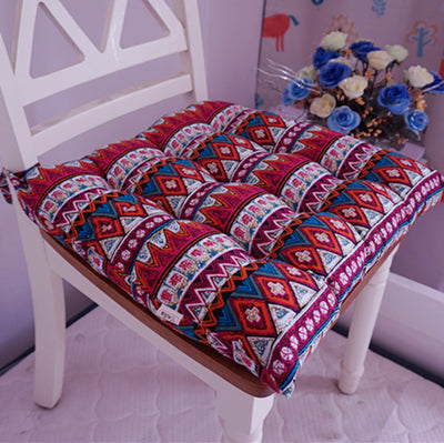 Dark Retro Southeast Asian Cotton Linen Luxurious Chair Cushion