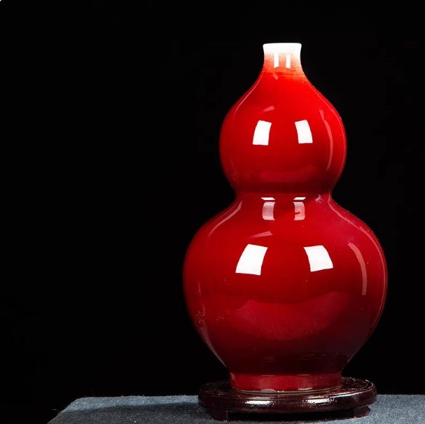 Langhong Large Glazed Ceramic Floor Vase with Antique Finish