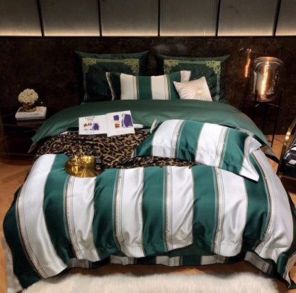 Luxury Retro Style Black Gold Jacquard Cotton Bed Set