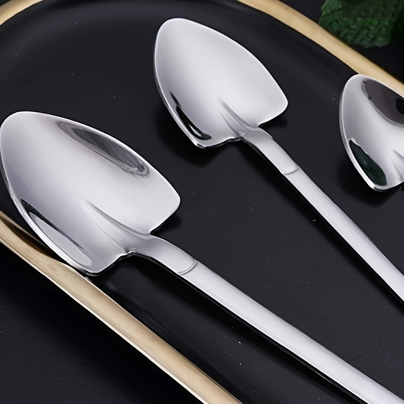 A set of 5 stainless steel ice cream spoons, creative shovel design, suitable for dessert, tea, coffee, family, kitchen, restaurant Julia M LifeStyles
