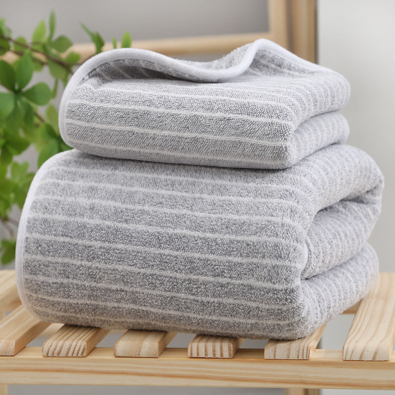 Wide Stripe Dark Stripe Coral Velvet Printing Towels Suit