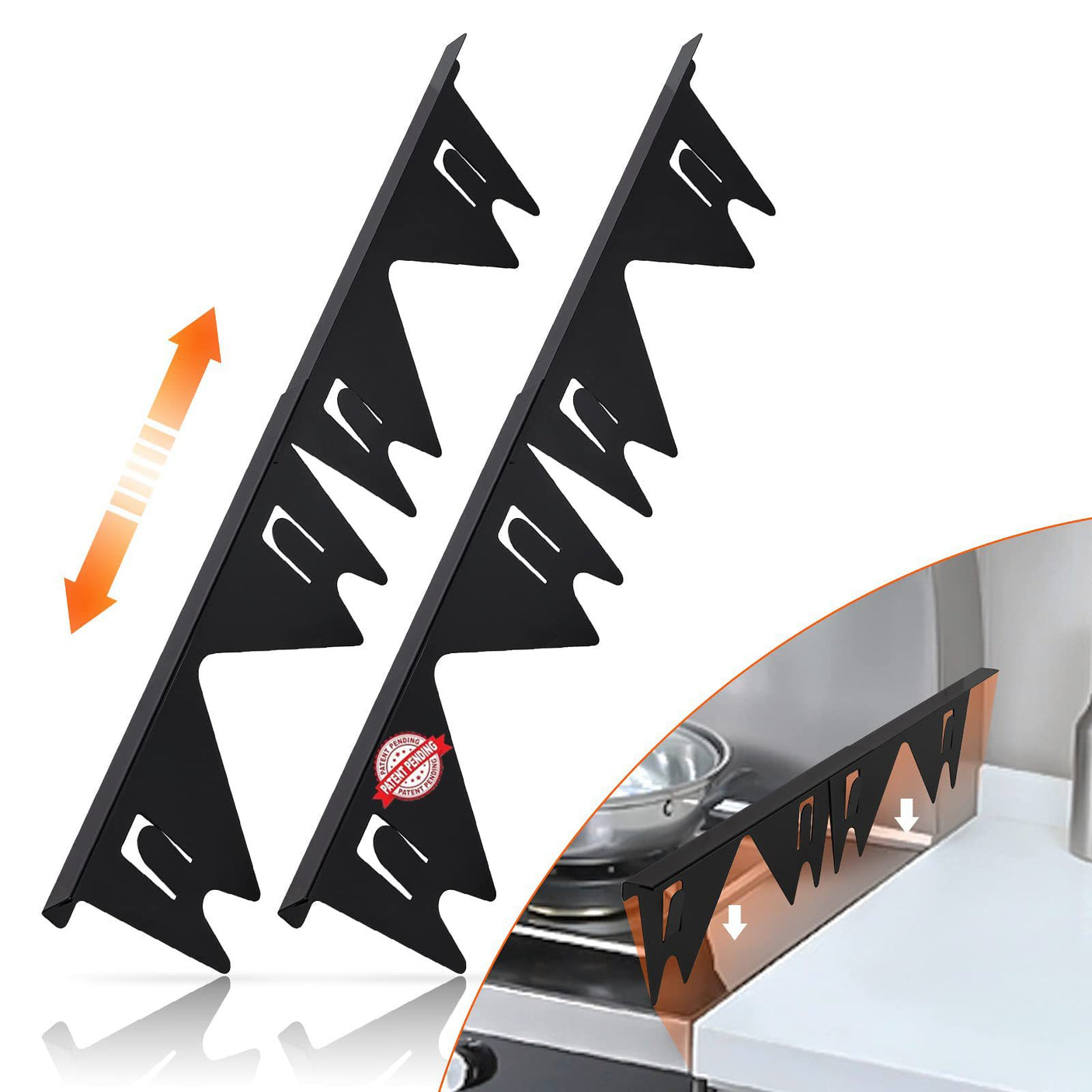 Premium 304 Stainless Steel Retractable Stove Gap Cover – Sleek Black Pair