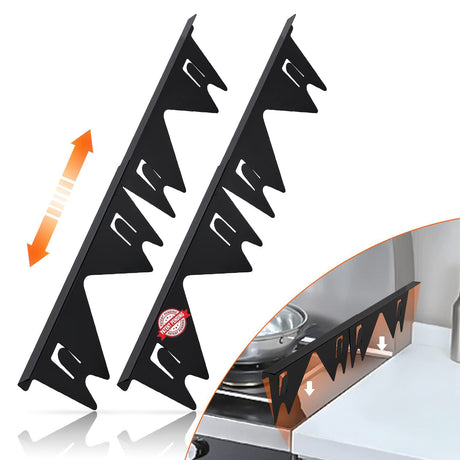 Premium 304 Stainless Steel Retractable Stove Gap Cover – Sleek Black Pair