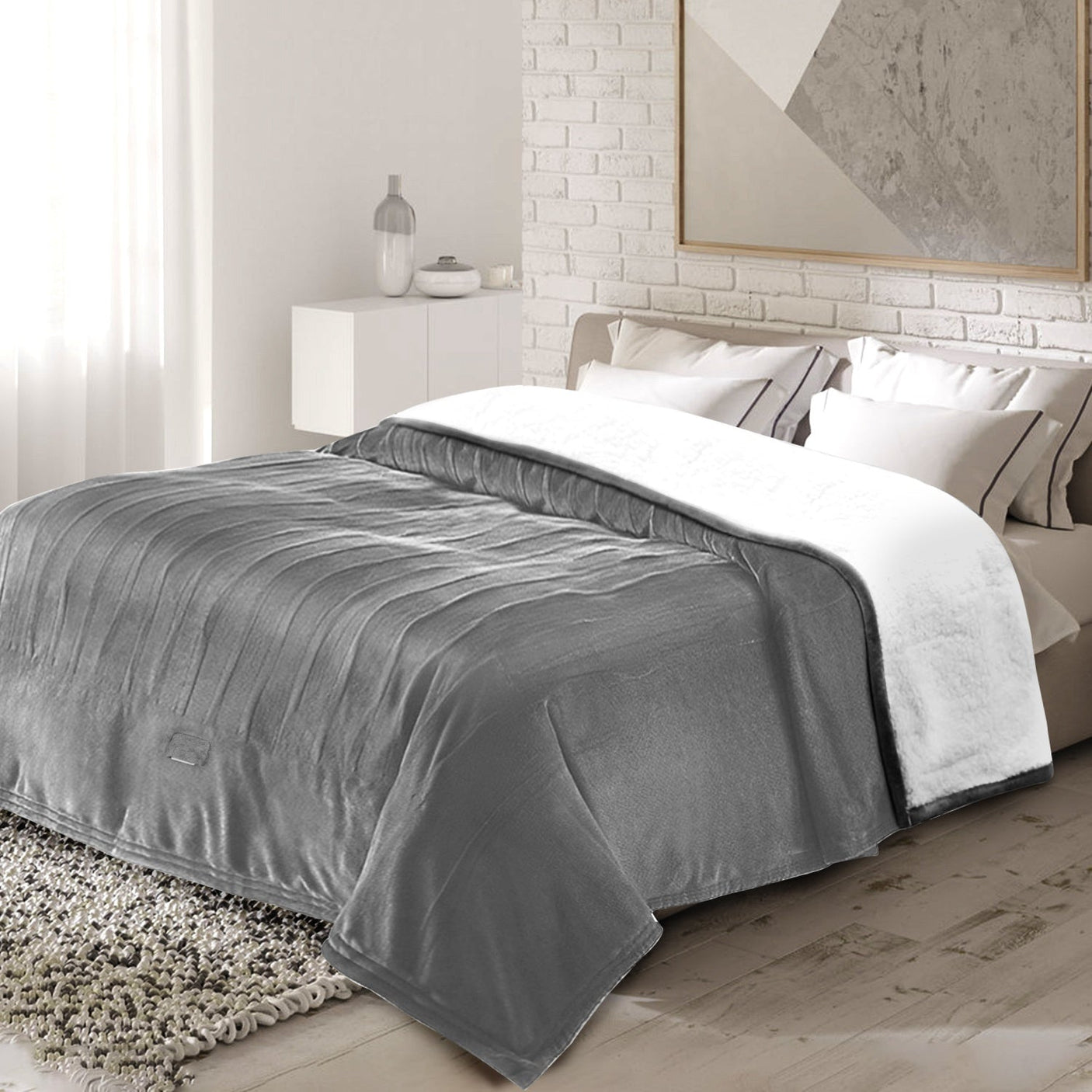 1Pc Electric Heated King Size Fleece Heated Blanket With Dual Controller 10 Heating Levels 10 Hours Auto Off Machine Washable For Home Office Usage 90x100in julia m home & kitchen