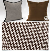 American Modern Light Luxury Retro Houndstooth Leather Patchwork Sofa Model Room Designer Pillow Cushion with Pillow Core - Julia M LifeStyles