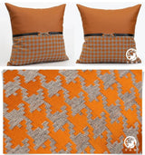 American Modern Light Luxury Retro Houndstooth Leather Patchwork Sofa Model Room Designer Pillow Cushion with Pillow Core - Julia M LifeStyles